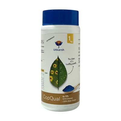 Utkarsh CopQual (Copper - Cu 12% EDTA Chelated, 100 % Water Soluble Foliar Spray Fertilizer) | 1 kg(Pack-1 x 1 kg)