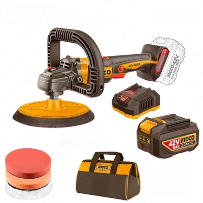 Ingco 180mm (7") 42V Cordless BL M14 Thread Size With Variable Speed Polisher With Accessories, 400-2500 RPM (APLI42181)