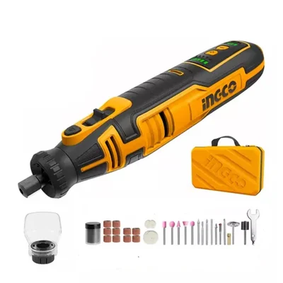 Ingco 3.2mm 8V Lithium-Ion Cordless Grinder With 67 Pcs Accessories, 5000-28000 RPM (CMGLI0801)