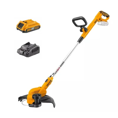 INGCO CGTLI203285 Cordless Grass Trimmer - 20V, 8200 RPM, 300mm Cutting Diameter with 2.0Ah Battery & Charger