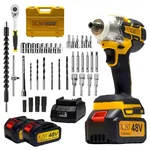 XLNT 48V Cordless 12.7mm (1/2") Impact Wrench, 450Nm Torque, Variable Speed, With Battery-Charger & Full Accessories Kit