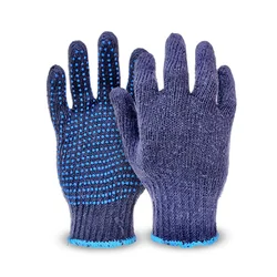 Gravitech Pair of 1 Cotton Knitted Dotted Safety Hand Gloves, Reusable, GI-HS-05