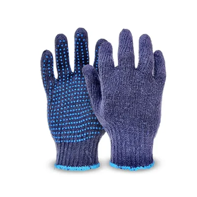 Gravitech Cotton Knitted Dotted Safety Hand Gloves, Reusable, GI-HS-05(Pack-1 Pair)