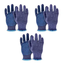 Gravitech Pair of 3 Cotton Knitted Dotted Safety Hand Gloves, Reusable, GI-HS-05