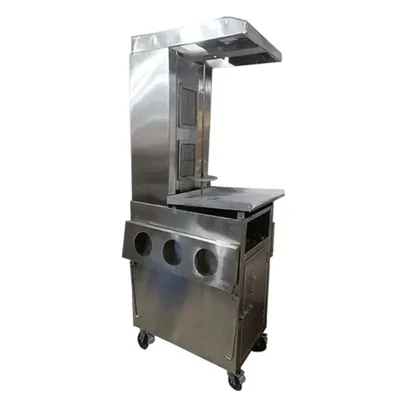Commercial Counter Trolley Type Gas Operated Shawarma Machine With 20 Kg Meat Holding Capacity and 2 Imported Burner