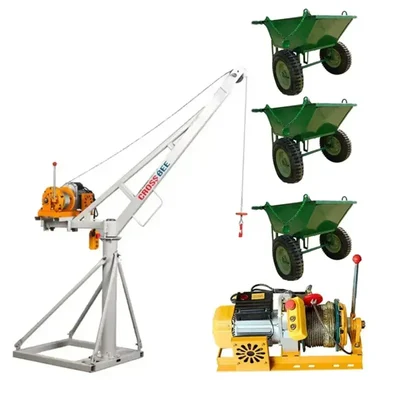 Crossbee 500 kg Mini Crane 360° With 5 HP Electric Clutch Winch, 8 mm & 50 meter Wire Rope With 3 Pcs Double Wheel Trolley
