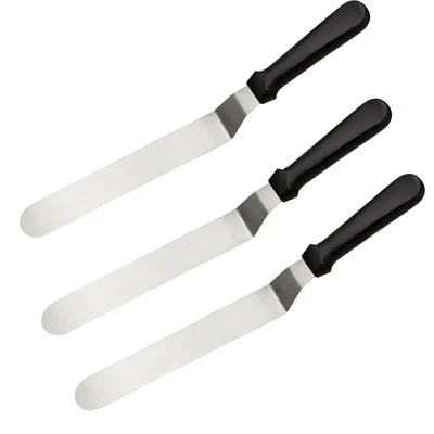 Smart Chef HS30108 Pallet Knives 3pcs, Cranked 10-Inch Blade Length, Professional Spatula Set for Cake Decorating, Icing