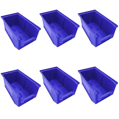 Global Star 450 x 295 x 200 mm HDPE Crate-50 Blue Storage Bin (Pack of 6)