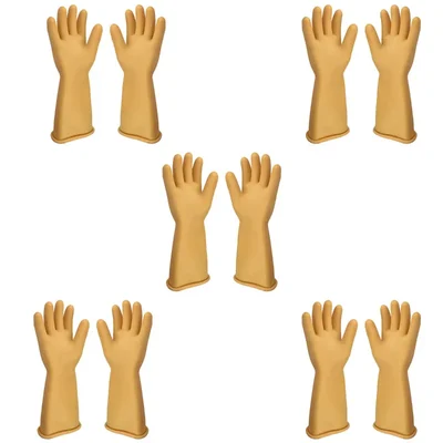 Crest Electrical Safety Gloves - 11 Kva Electrical Insulated, Latex ( Pack of 5 )