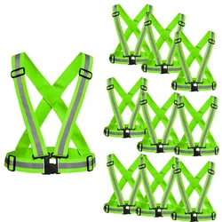 Gravitech 100 Pcs 360° High Visibility Green Colour Elastic Cross Belt With Reflective Tape For Safety Purpose