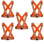 Gravitech 5 Pcs 360° High Visibility Orange Colour Elastic Cross Belt With Reflective Tape For Safety Purpose