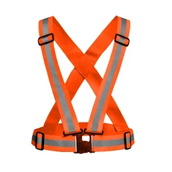 Gravitech 1 Pcs 360° High Visibility Orange Colour Elastic Cross Belt With Reflective Tape For Safety Purpose