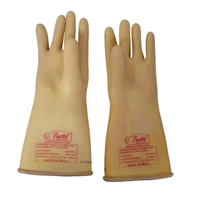 Crystal 11KV Class 2 Electrical Hand Gloves Shock Proof Seamless Rubber Protection 355mm