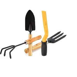 AGT Garden Tools Combo Kit of a Hand Cultivator, Garden Fork, Hand Trowel & a 1 Inch Khurpi | Used for Small-scale Gardening