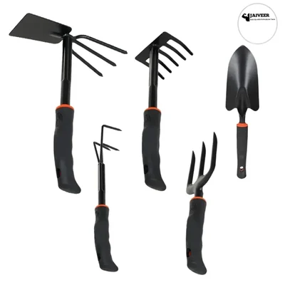 Jaiveer Garden Tools Combo of Rake-Hoe, Trowel, Cultivator, Fork and Leaf Rake | 5 Tools