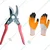 AGT Garden Tools Combo-Cultivator, Trowel, Garden Fork, German-Style Cutter, Gardening Scissor and Pair of Gardening Gloves