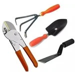 AGT Garden Tools Combo Kit-Cultivator, Hand Trowel, 1 inch Khurpi and Roll Cutter | Used for Small Scale Gardening(4 Tools)