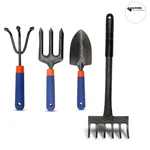 Jaiveer Garden Tools Set of a Hand Cultivator, Hand Trowel, Garden Fork and a Garden Rake (4 Tools)