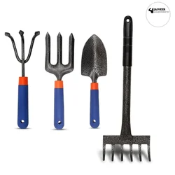 Jaiveer Garden Tools Set of a Hand Cultivator, Hand Trowel, Garden Fork and a Garden Rake (4 Tools)