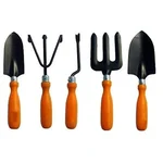 AGT Garden Tools Combo Kit of 5 Tools - Hand Cultivator, Small Hand Trowel, Big Hand Trowel, Garden Fork and a Hand Weeder