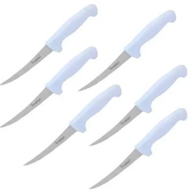 Smart Chef AS00307-02 Stainless Steel Boning Knife (6pcs), 5 inch Curved Blade for Removing Bone from Meat and Fish