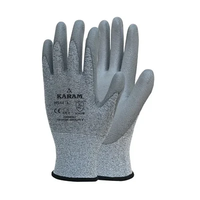 KARAM Aerolite CutPro Cut-3 Safety Gloves HPPE Glass Fiber Palm PU Coated Pack of 10 HS44