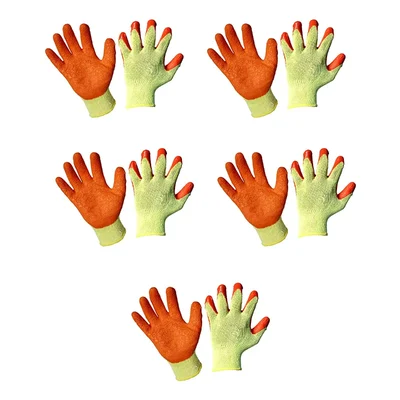 SIA Nylon Orange & Yellow Cut Resistant Hand Safety Gloves(Pack-5)