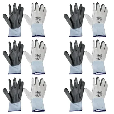 Premium Quality Pack of 6 Cut Resistance Nitrile Coated Safety Gloves(Pack-6)