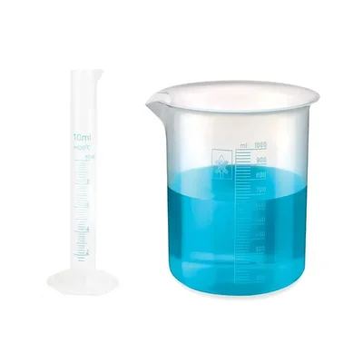 SBT Scientific Plastic 1 Measuring Cylinder 10ml & 1 Measuring Beaker 1000ml Combo Blue Printed Graduation for Lab