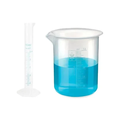 SBT Scientific Plastic 1 Measuring Cylinder 10ml & 1 Measuring Beaker 25ml Combo Blue Printed Graduation for Lab
