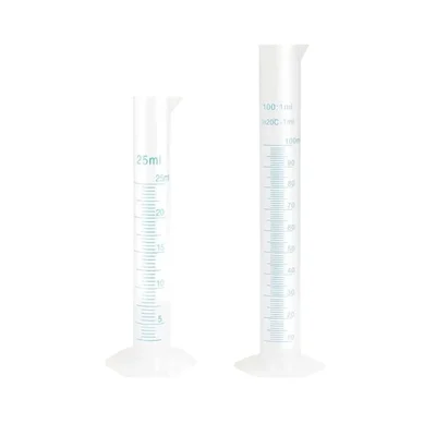 SBT 25ml & 100ml Scientific Measuring Cylinder with Hexagonal Base & Blue Printed Graduation