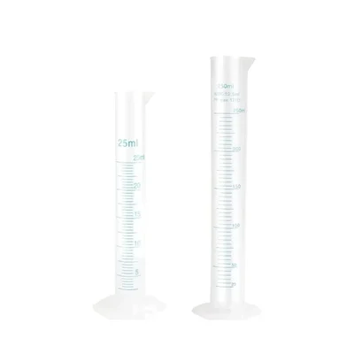 SBT 25ml & 250ml Scientific Measuring Cylinder with Hexagonal Base & Blue Printed Graduation