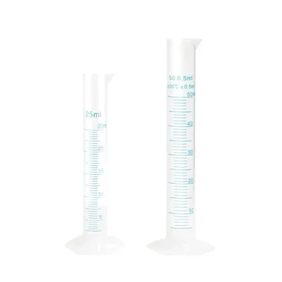 SBT 25ml & 50ml Scientific Measuring Cylinder with Hexagonal Base & Blue Printed Graduation