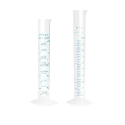 SBT 50ml & 100ml Scientific Measuring Cylinder with Hexagonal Base & Blue Printed Graduation