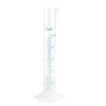 Bello 25ml Scientific Polypropylene Measuring Cylinder with Hexagonal Base and Blue Printed Graduation