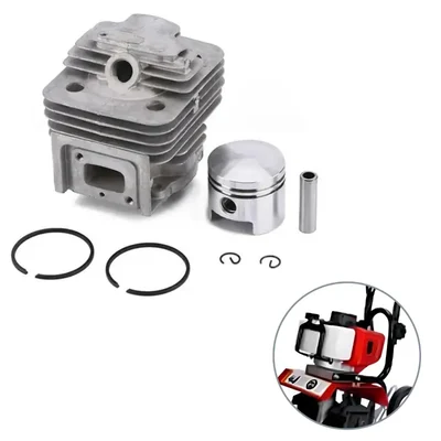 Cylinder & Piston Kit With Gasket, Rings, G Lock for 52 CC, 2 Stroke Engine Mini Tiller