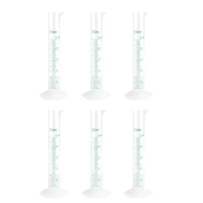 SBT 6 pcs 25ml Scientific Polypropylene Measuring Cylinder with Hexagonal Base and Blue Printed Graduation