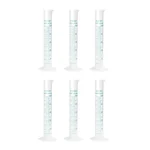SBT 6 pcs 50ml Scientific Polypropylene Measuring Cylinder with Hexagonal Base and Blue Printed Graduation