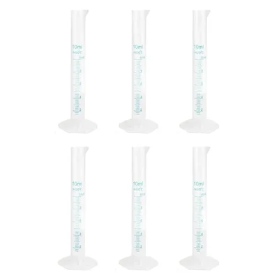 Bello 6pcs x 10ml Scientific Polypropylene Measuring Cylinder with Hexagonal Base and Blue Printed Graduation
