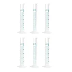 Bello 6pcs x 50ml Scientific Polypropylene Measuring Cylinder with Hexagonal Base and Blue Printed Graduation