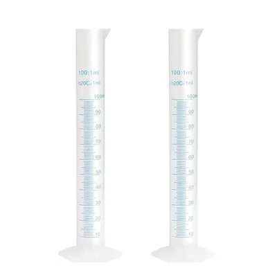 Bello 2pcs x 100ml Scientific Polypropylene Measuring Cylinder with Hexagonal Base and Blue Printed Graduation