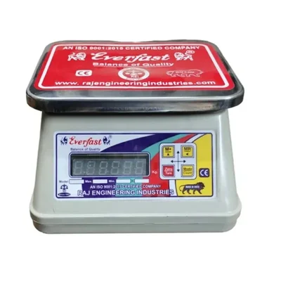 Everfast 6V/4V/Lithium Battery Powered Digital Tabletop Weighing Scale with Stainless Steel Pan and Overload Protection Damru-Steel Pan