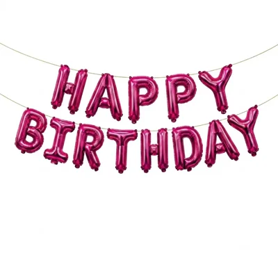 Pack of 10, 20, 50, 70, 100 | Dark Pink Foil Happy Birthday Party Balloon, Alphabets Reusable Self Sealing Decor(Pack-10 pcs)