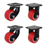 DDV (402UB-FAB) 650 kg Load Capacity 100 mm 2 pcs Fixed and 2 pcs Swivel Type PU Caster Wheels