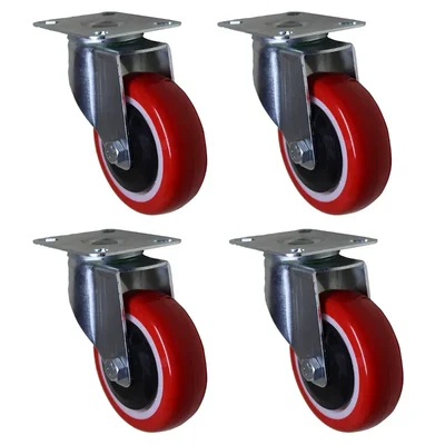 DDV (414UB-PS) 4 pcs 275 kg Load Capacity 100 mm Swivel Type PU Caster Wheels