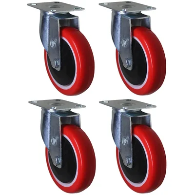 DDV (514UB-PS) 4 pcs 300 kg Load Capacity 125 mm Swivel Type PU Caster Wheels