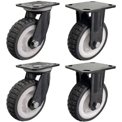 DDV (602RBr-FAB) 650 kg Load Capacity 150 mm 2 pcs Fixed and 2 pcs Swivel Type Natural Rubber Caster Wheels