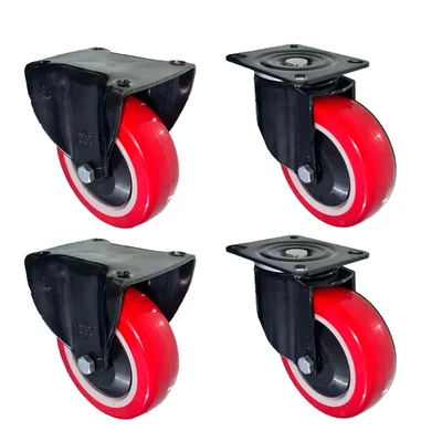 DDV (602UB-DH) 750 kg Load Capacity 150 mm 2 pcs Fixed and 2 pcs Swivel Type PU Caster Wheels