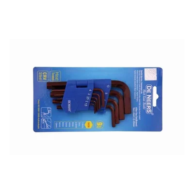 DE NEERS 9 Pcs Brown Finish Long Hex Allen Key Set (DNAKBSL)