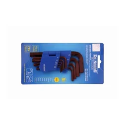 DE NEERS 9 Pcs Brown Finish Long Hex Allen Key Set (DNAKBSL)